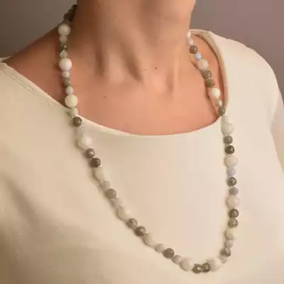 🏷️️ Намисто Місячний камінь, Лабрадор, Сапфирин 63 см. (срібло 925 проба) F-91088