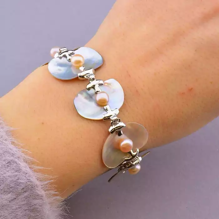 🏷️️ Браслет петля Перли, Перламутр 19 см ss_75011