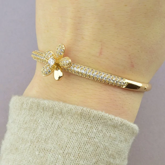 🏷️️ Браслет шарнірний Xuping Фіаніт 17 см (позолота 18к) ss_64997