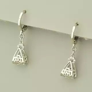 Сережки кільця з підвіскою Xuping Фіаніт (родій)