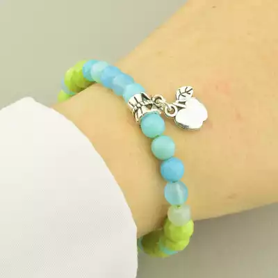 🏷️️ Браслет резинка Агат, Чеський кришталь 17 см. F-101955