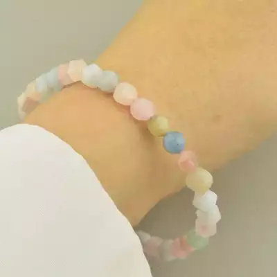 🏷️️ Браслет резинка Морганіт 19 см. F-102055