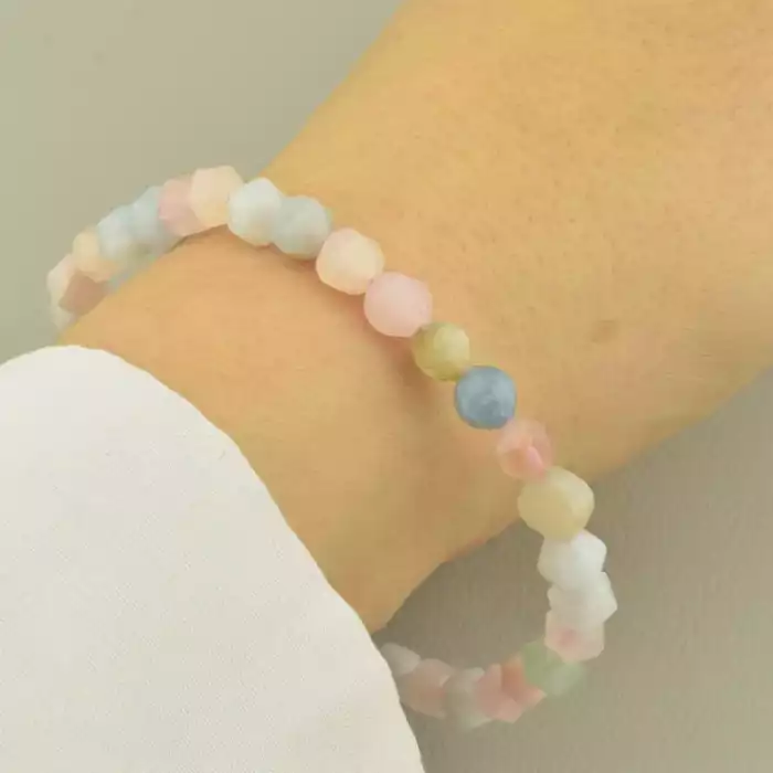 🏷️️ Браслет резинка Морганіт 19 см. ss_102055