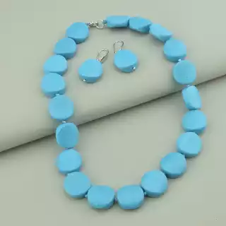 Намиста + Сережки Бірюза 43 см.