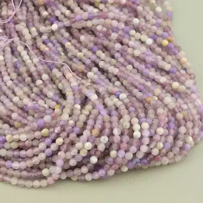 🏷️️ Намистини Аметист 38 см. 3,4 мм. на нитці (натуральне каміння, без застібки) F-102775