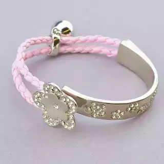 Браслет з шкіряним ремінецем Сrystal 18 см