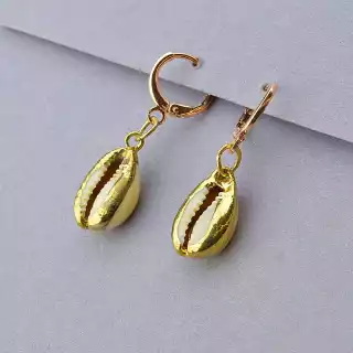 Сережки кільця (конго) Ракушка (позолота 18к)