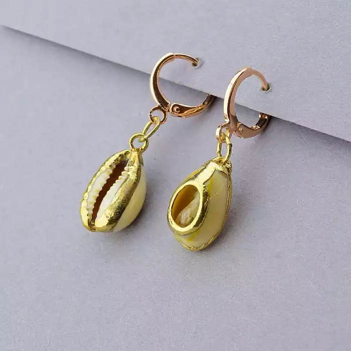 🏷️️ Сережки кільця (конго) Ракушка (позолота 18к) ss_80904