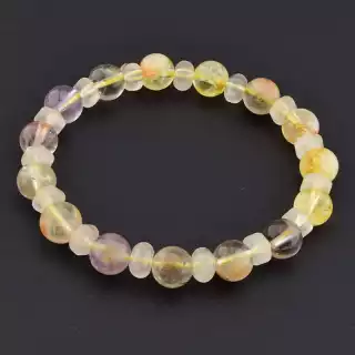 Браслет на резинці Цитрін, Аметист, Кварц 18 см