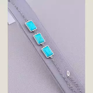 Браслет на карабіні Бірюза 19 см Медична сталь