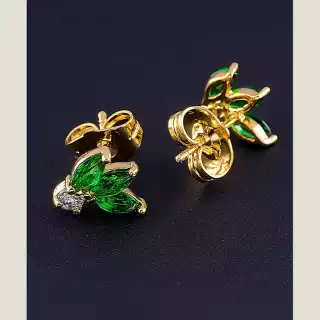 Сережки пусети Xuping Фіаніт (позолота 18к)