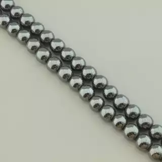 Намистини Гематит 40 см. 9,5 мм. на нитці (натуральне каміння, без застібки) в формі кульки