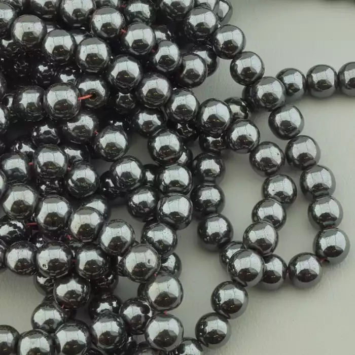 🏷️️ Намистини Гематит 40 см. 9,5 мм. на нитці (натуральне каміння, без застібки) в формі кульки ss_93770