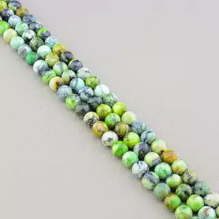 Намистини Туркіз 39 см. 8 мм. на нитці (натуральне каміння, без застібки) в формі кульки