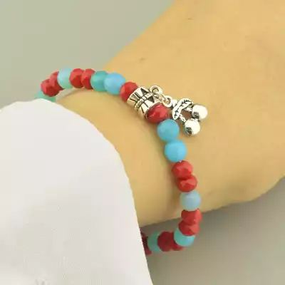 🏷️️ Браслет резинка Агат, Чеський кришталь 18 см. F-101956