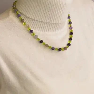 🏷️️ Намисто Аметист срібло (925 проба) 45 см. F-94562