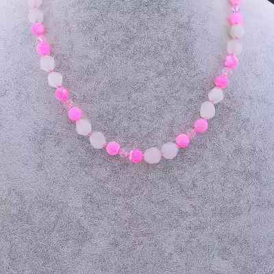 🏷️️ Намисто Рожевий кварц, Агат, Чеський кришталь 49 см F-77879