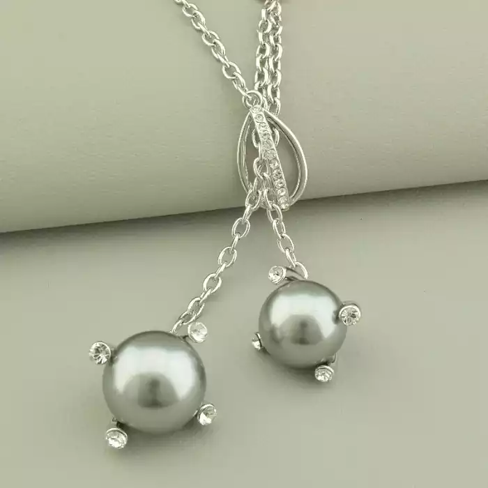 🏷️️ Підвіска + Сережки Майорка, Фіаніт 52 см. ss_102879