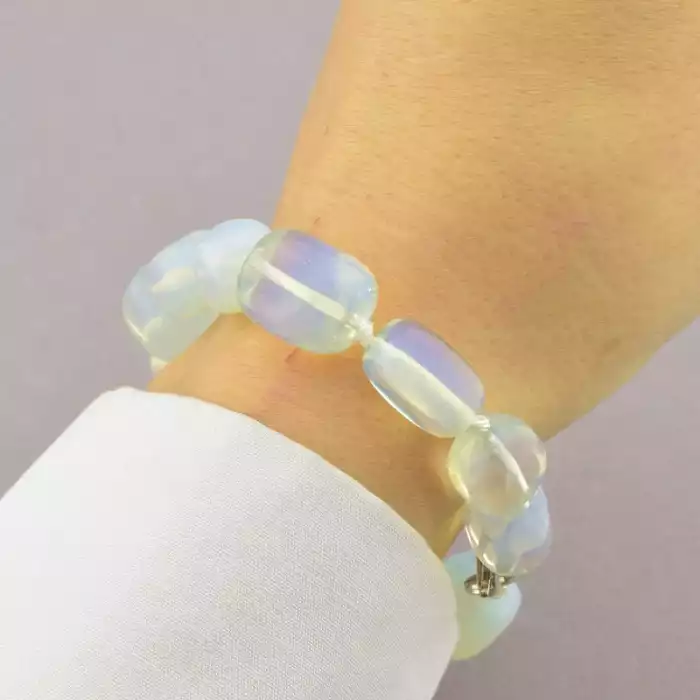 🏷️️ Браслет з карабіном Місячний камінь 19 см ss_67676