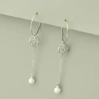 Сережки висюльки французька застібка Xuping Майорка (родій)