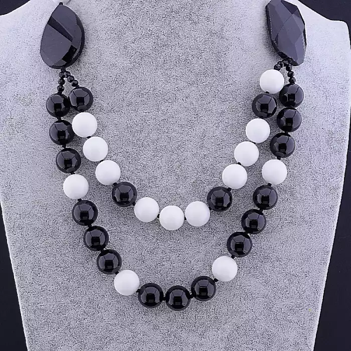 🏷️️ Намисто Агат, Чеський кришталь 64 см ss_79015