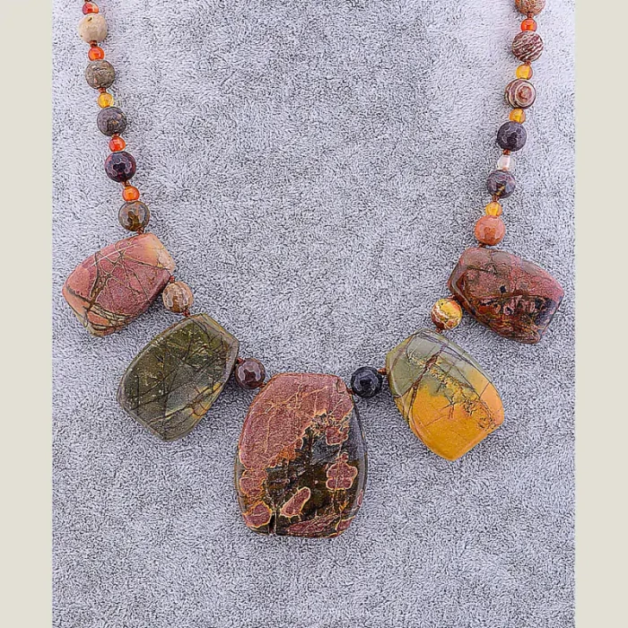 🏷️️ Намисто Яшма, Сердолік 49 см ss_57678