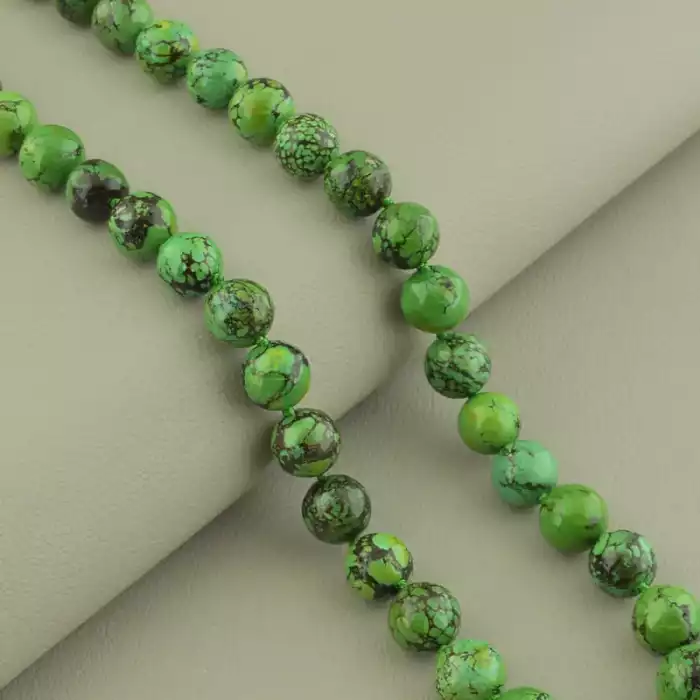 🏷️️ Намисто хризоколла (46 см, з карабіном, сталь, 9,5 мм, зелений, срібний) ss_105263