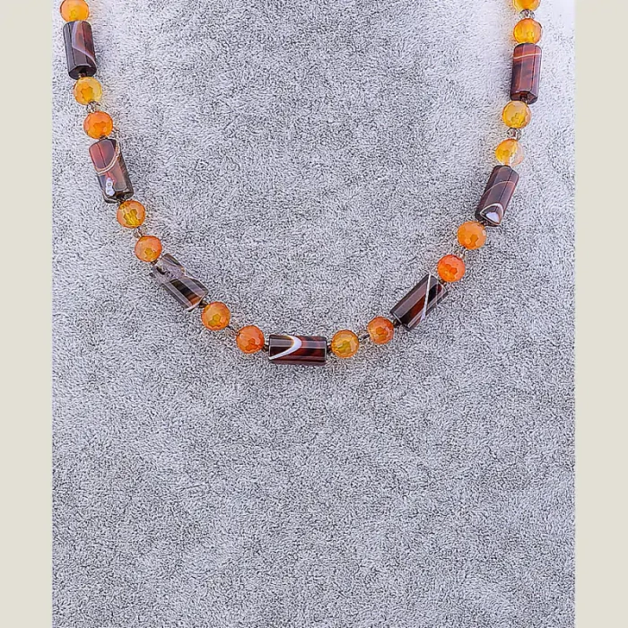 🏷️️ Намисто Сердолік, Чеський кришталь 47 см ss_70648