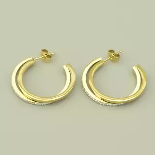 Сережки круглі пусети Stainless Steel Фіаніт (позолота лимонна 18к)