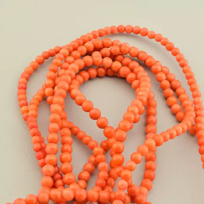 🏷️️ Намистини Корал 46 см 4 мм. (без застібки) F-106077