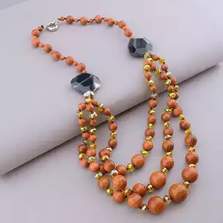 Намисто Золотий Пісок, Агат, Чеський кришталь 63 см