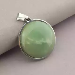 Кулон круглий Stainless Steel Нефрит 45х33 мм