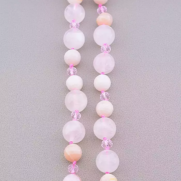🏷️️ Намисто Рожевий кварц, Опал, Чеський кришталь 54 см ss_82885