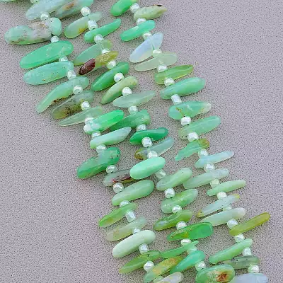 🏷️️ Намистини Амазонит 40 см на нитці (натуральне каміння, без застібки) F-83677