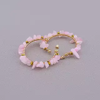 Сережки пусети Stainless Steel Рожевий кварц