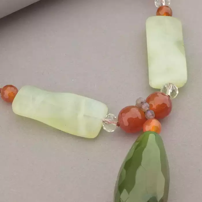 🏷️️ Намисто Сердолік, Нефрит, Аметист 52 см. ss_93062