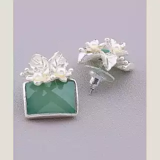 Сережки пусети Hand Made Нефрит