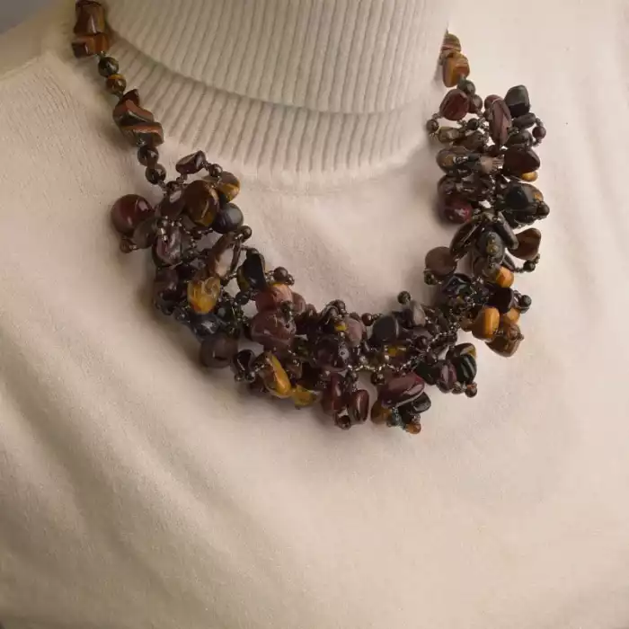 🏷️️ Намисто Тигрове око, Бичаче око 52 см. ss_94005