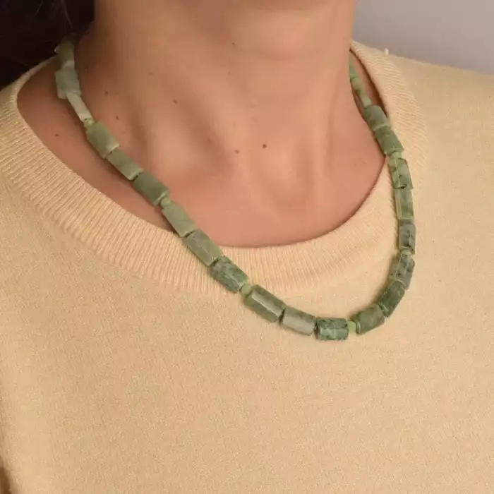 🏷️️ Намисто Жадеїт срібло (925 проба) 45 см. ss_94463