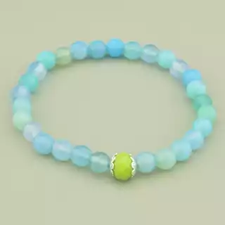 Браслет резинка Агат, Чеський кришталь 17 см.