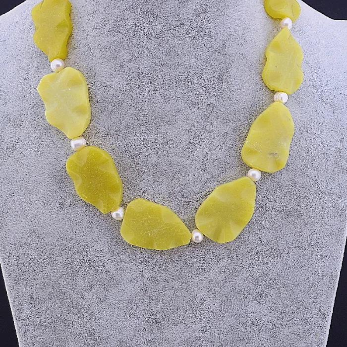 🏷️️ Намисто Жадеит, Перли 53 см ss_78182