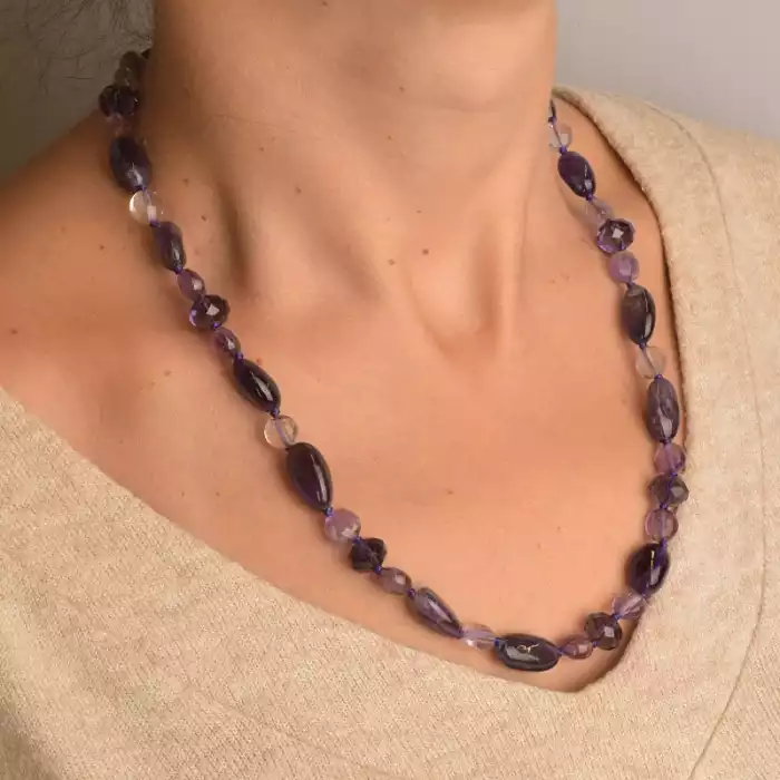 🏷️️ Намисто Аметист, Чеський кришталь 50 см. ss_89142