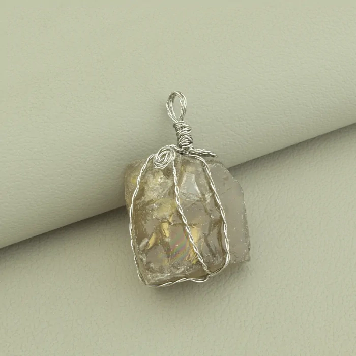 🏷️️ Кулон Раухтопаз у дроті 50х25мм. ss_104144