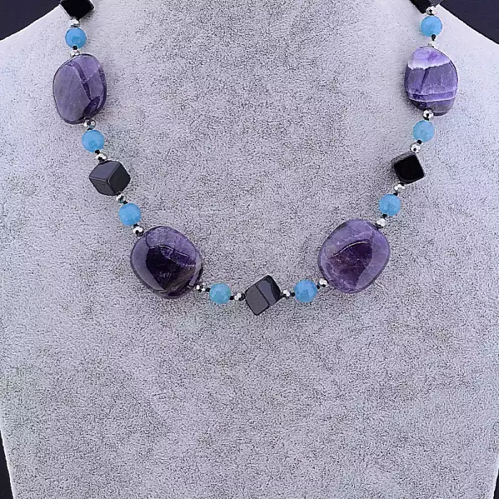 🏷️️ Намисто Аметист, Кварц 47 см ss_68962