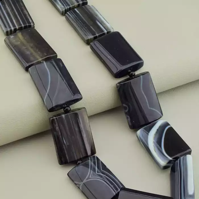 🏷️️ Намисто з агатом чорне, 49 см ss_104555