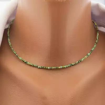 🏷️️ Підвіска з хризоколою грань (37 см, зелена, позолота 18к, карабін) F-104755