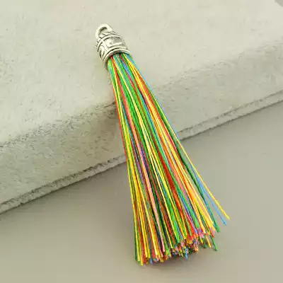 Пензлик шовк (55х80 мм, різнокольоровий, срібний, шовк, метал)