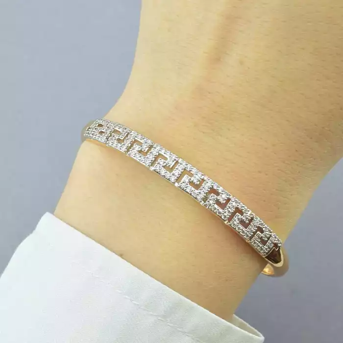 🏷️️ Браслет шарнірний Xuping Фіаніт 17 см (позолота 18к) ss_58619