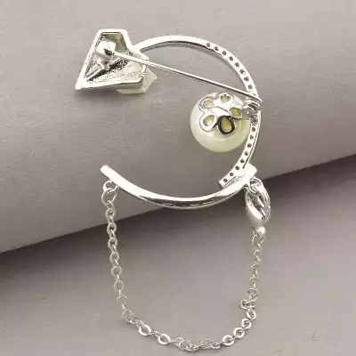 🏷️️ Брошка шпилька Майорка, Фіаніт (родій) F-70147