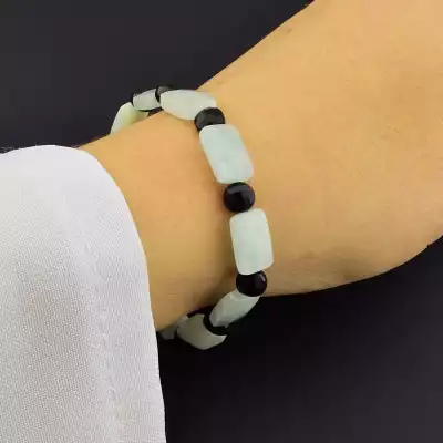 🏷️️ Браслет на резинці Аквамарин, Агат 17 см F-105773